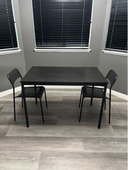 IKEA Black Dining Table with 2 Chairs