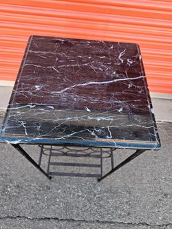 Metal 12 Bottle Wine Holder With Black Marble Top
