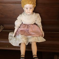 31” of Total Creepiness: Vintage 80s Reproduction Porcelain Face, Arms, and Legs Doll: 