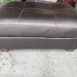 Black Leather Ottoman 