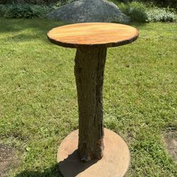 Live Raw Edge Outdoor Tree Trunk Wood Table