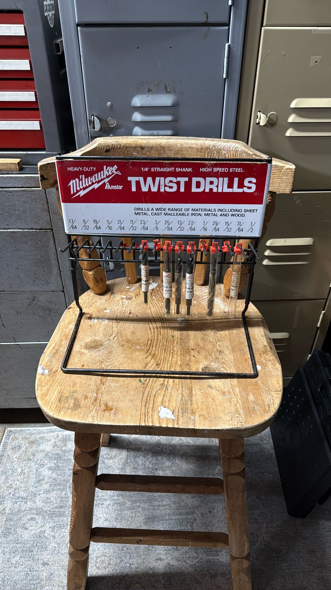 Milwaukee Twist Drill Dealer Display Rack With Original Tubes / Bits