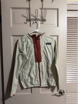 Boys Columbia Windbreaker Rain Jacket With Hood Size Large Beige