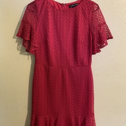 Women’s Hot Pink Lace Dress, Size 6