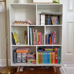 3 Tier White Bookcase With Wooden Legs