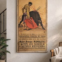 Rare 1943 Barcelona Bullfight Poster / Cartel Taurino 1943 Barcelona Manolete