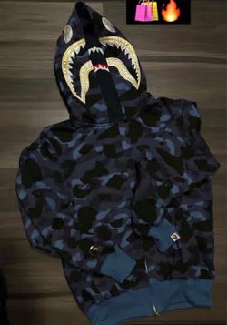 Blue Bape double hoodie
