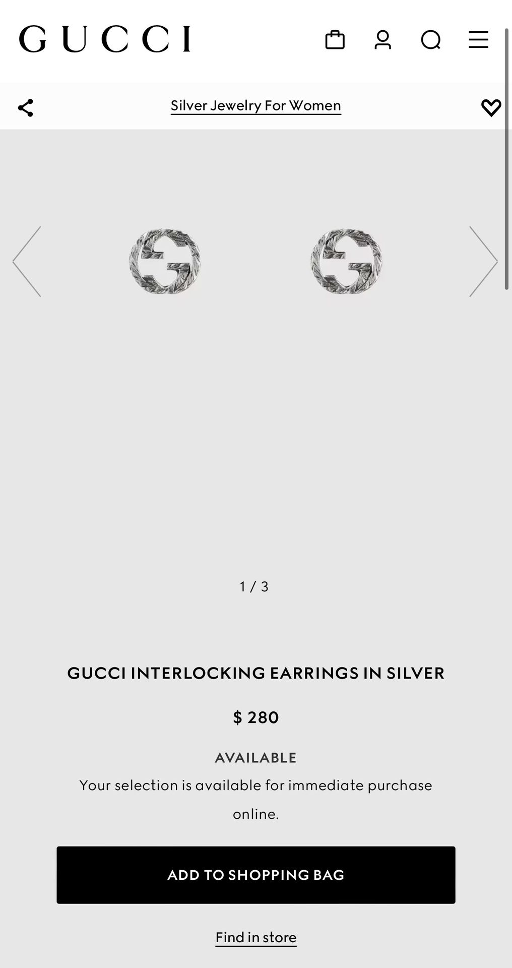 Gucci Interlocking Earrings In silver