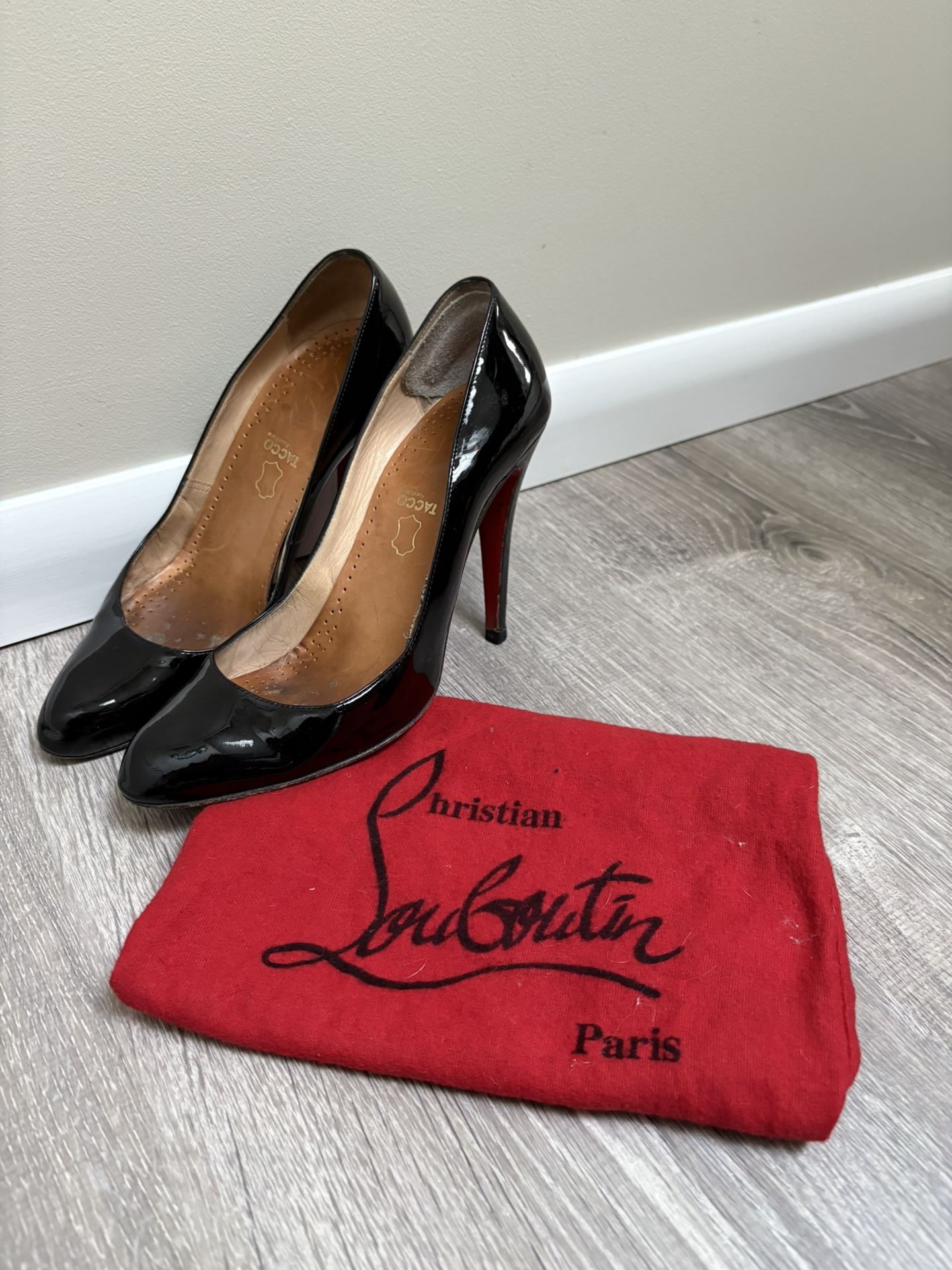 Louboutin Decollette Black Patent Pumps