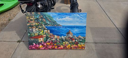 Hand Painted Mediterranean Landscape