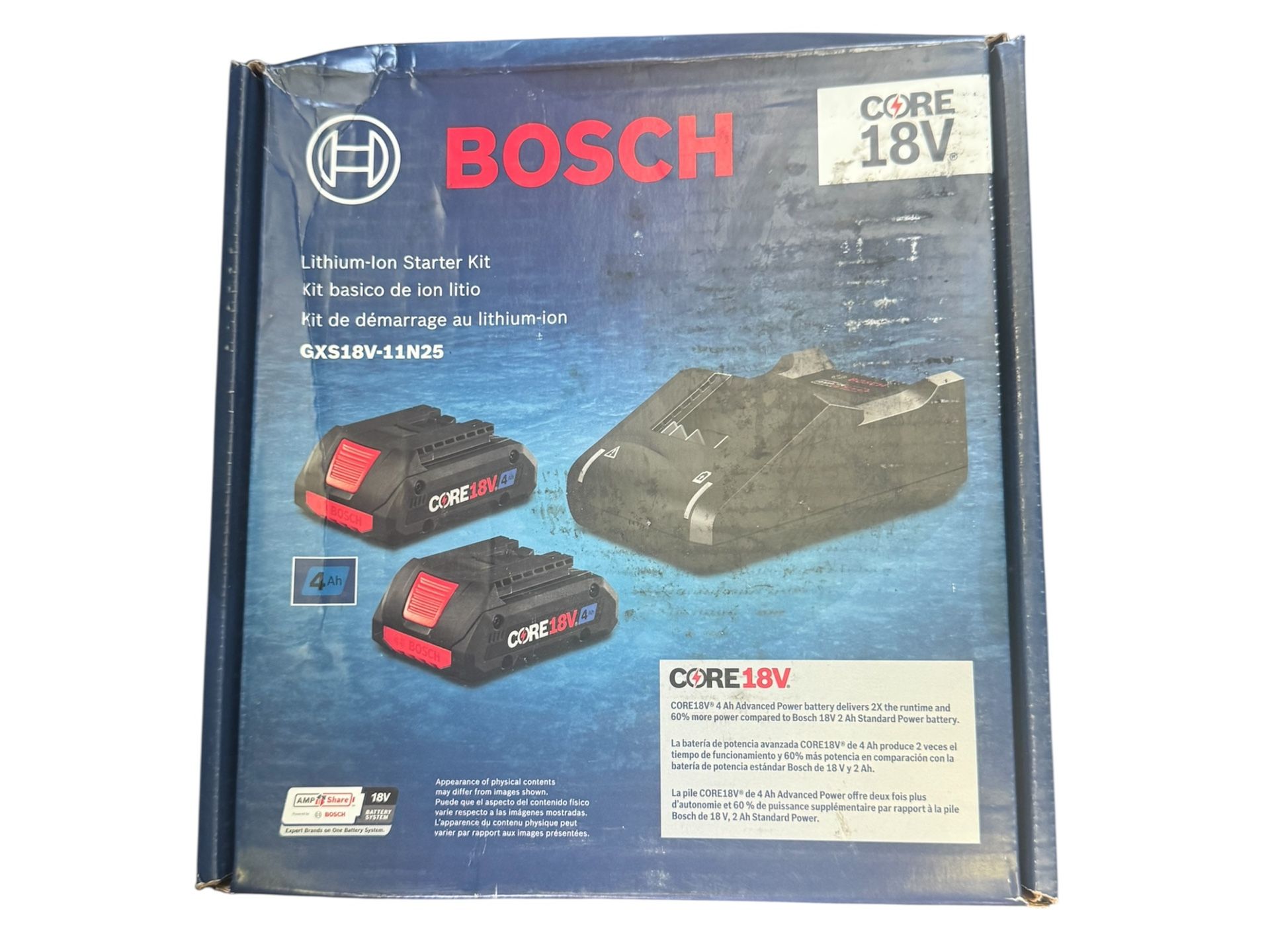 Bosch GXS18V-11N25 18V Starter Kit with (2) CORE18V® 4 Ah NEW OPEN BOX