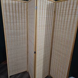Costway 4 Panel Natural Wood Bamboo Room Folding Divider