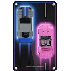 Acrylic Display Wallboard for Lego Speed Champions 2 Fast 2 Furious Nissan Skyline GT-R(R34) & Honda S2000, Wall Mount for Dual Race Car 76917 & 77241