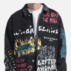 Punk Rock Lifted Anchors Black Denim Jean Jacket