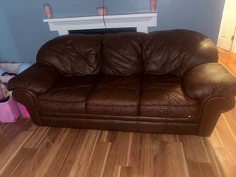 Brown Leather 3-Seat Sofa