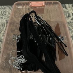 Bin Full of 100+ Black Velvet Hangers
