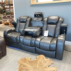 Top Grain Leather Power Recliner Sofa - Transformer Collection 