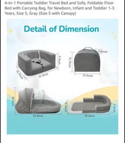 in-1 Portable Toddler Travel Bed & Sofa