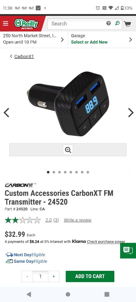 Audio Adapter FM Transmitter w/ Dual USB PORTS