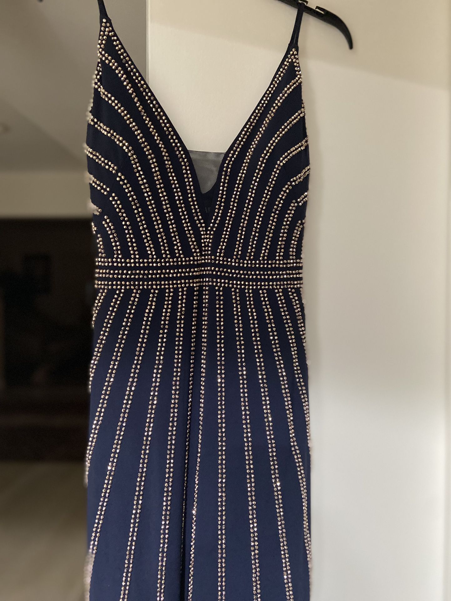 Long Evening Dress - Blue - Stretch Material - Size 2 
