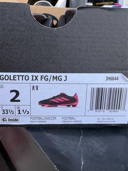 Adidas Goletto IX FG/MG J Youth Soccer Cleats Size 2 Black/Pink - Gently Used