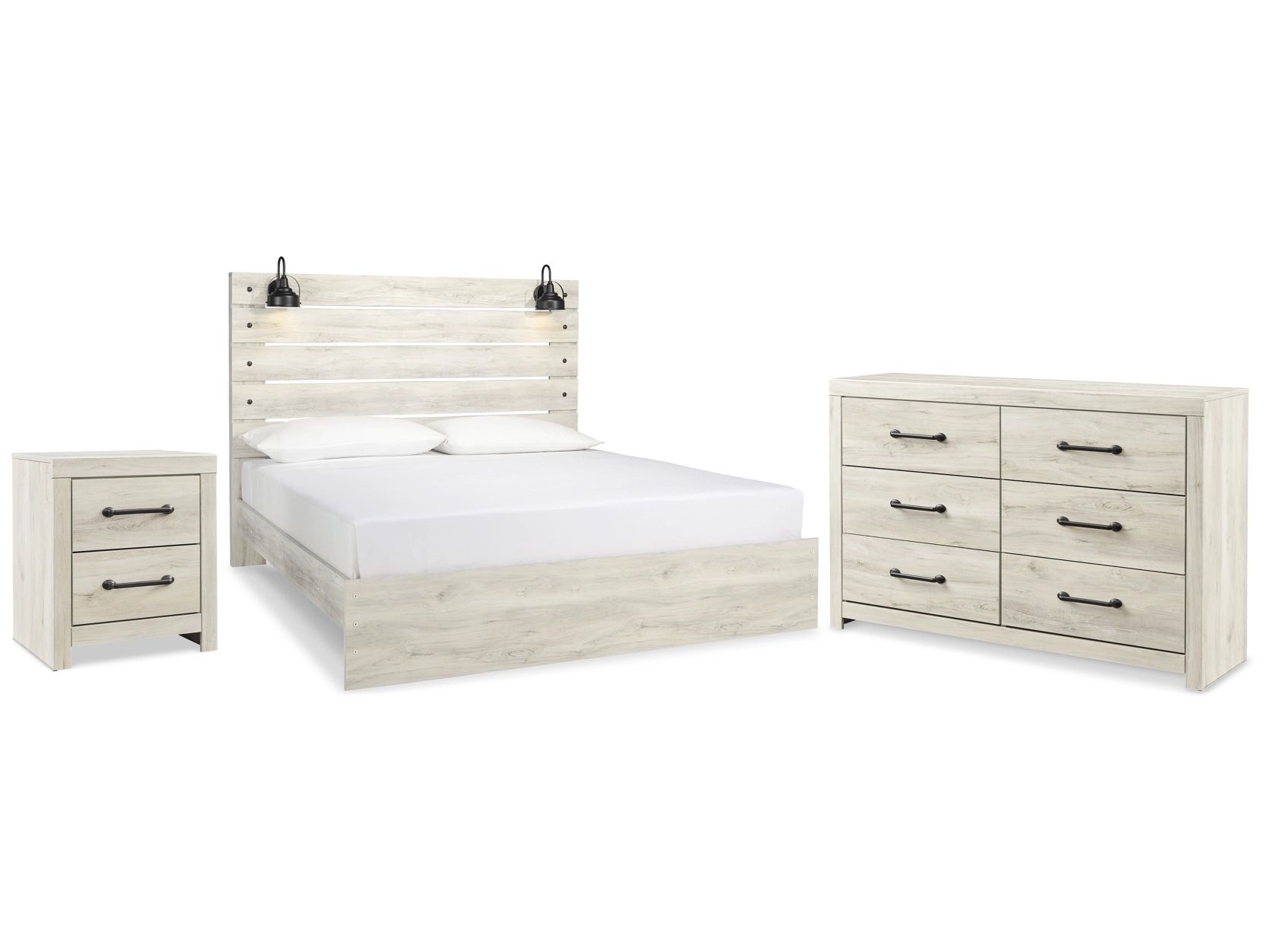 King Bed Frame with Dresser and Nightstand