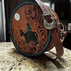 Walnut/Turquoise Leather Bag