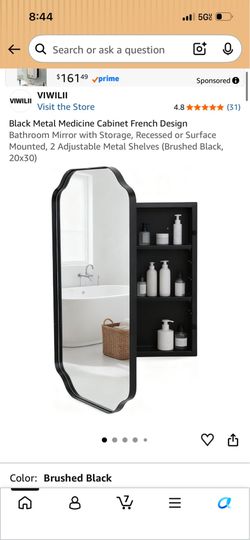 VIWILII 20”x30” Black Metal Medicine Cabinet with Mirror – New/Open Box