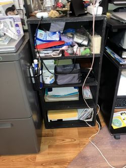 Black Computer Desk With Table Side Rollers