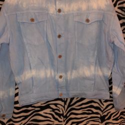 Denim Jean Jacket Large Tie Dye Powder Blue