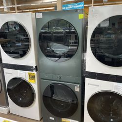 Samsung bespoke 27 inch wide green color washer and electric dryer set