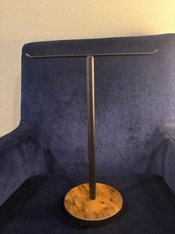 Multipurpose T-Bar Stand – Jewelry, Towel & Watch Holder Wood & Metal