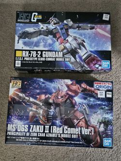 HG Gundam Model Kits RX-78-2 & MS-06S Zaku II Red Comet Version Brand New Sets