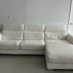 White leather sofa