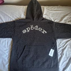 Rhinestone spyder hoodie large