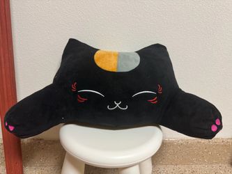 Black Cat Plush Pillow with Embroidered Face Halloween