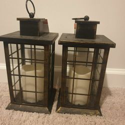 Pickup From LebnonTN 37087..Brand New  Set Of  2 Vintage Candle Lantern with LED Pillar Candle Battery Powered Candle Lantern