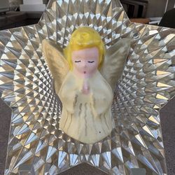 Vintage MCM Celluloid Angel Christmas Tree Topper 1960s RARE