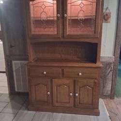 Vintage oak China Cabinet Hutch
