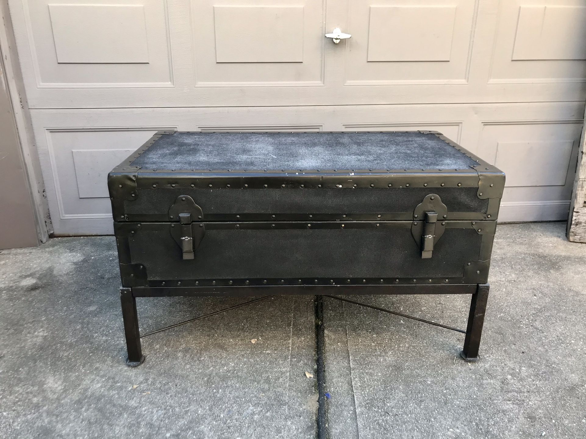 Pottery Barn Ludlow Coffee Table Trunk Antique Black Finish