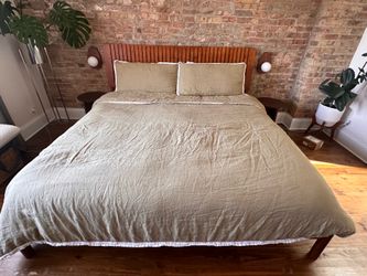 King Size Wooden Headboard and Mattress