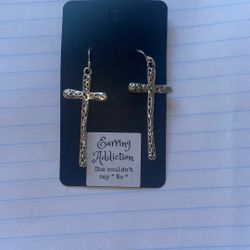Sterling Silver Cross Earrings 