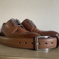 Brown dress shoes and belt
