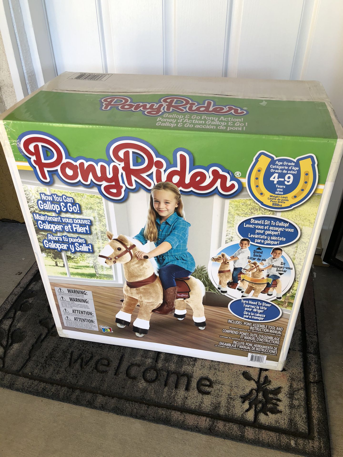 NEW PonyRider Plush Ride-On Toy Pony with Gallop and Go Action, Light Brown