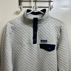 Patagonia Organic Cotton Quilted 1/4 Snap Pullover Sweater Size Large 