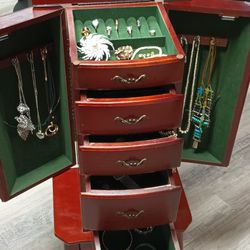 Beautiful Wood Jewelry Box Freestanding Jewelry Is Included