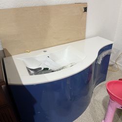 43 Inch Blue Vanity New 