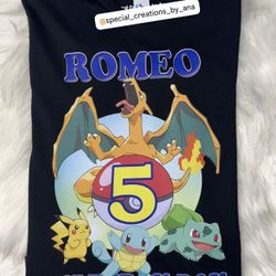 Custom Pokemon Birthday Shirt 🥳 Order yours with any theme for your special occasion.