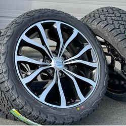 NEW 22” Ford F150 F-150 Expedition 6x135 Wheels Rims and All-Terrain 285/45R22 A/T Tires Black & Chrome Goodyear TBB Atlander TPMS