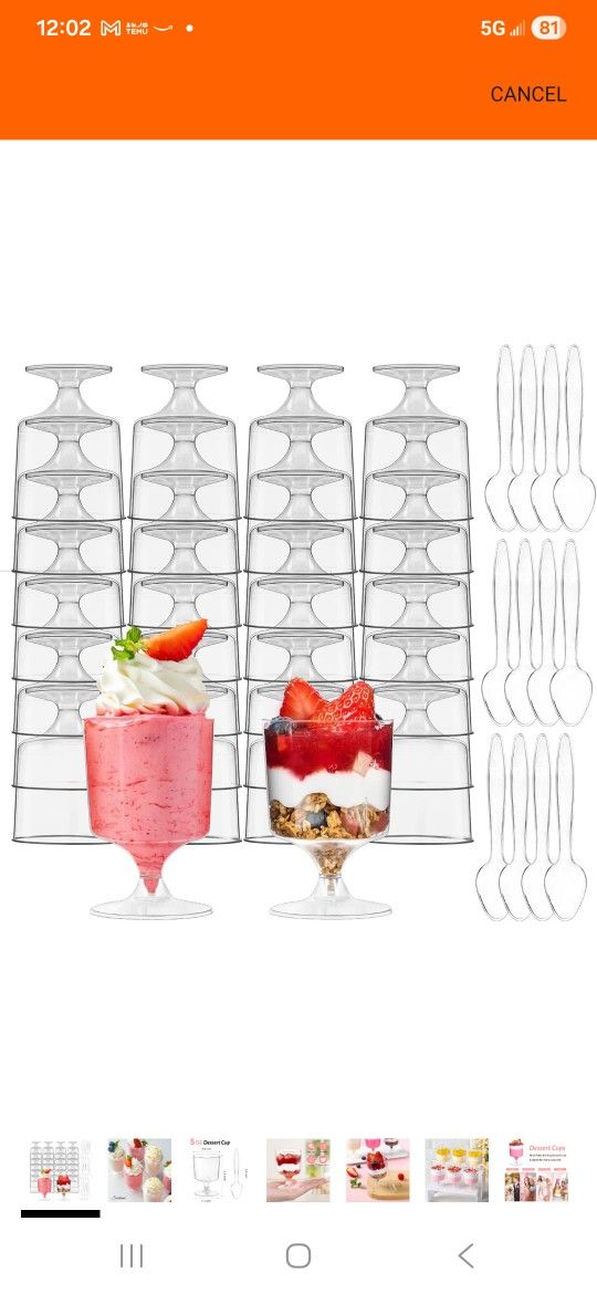 50pack Dessert Goblets 5 ozs Come With Spoons